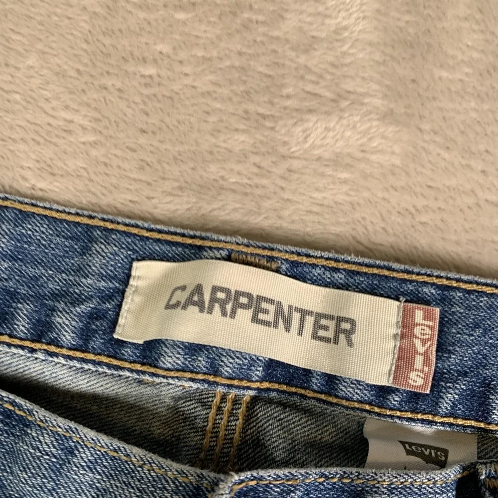 VTG Levis Carpenter Shorts Mens 33 Blue Denim Utility Hammer Loop‎ Workwear Zip